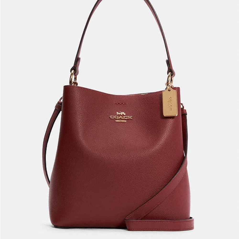 Coach Town Bucket Bag with Stripe Signature Canvas Interior